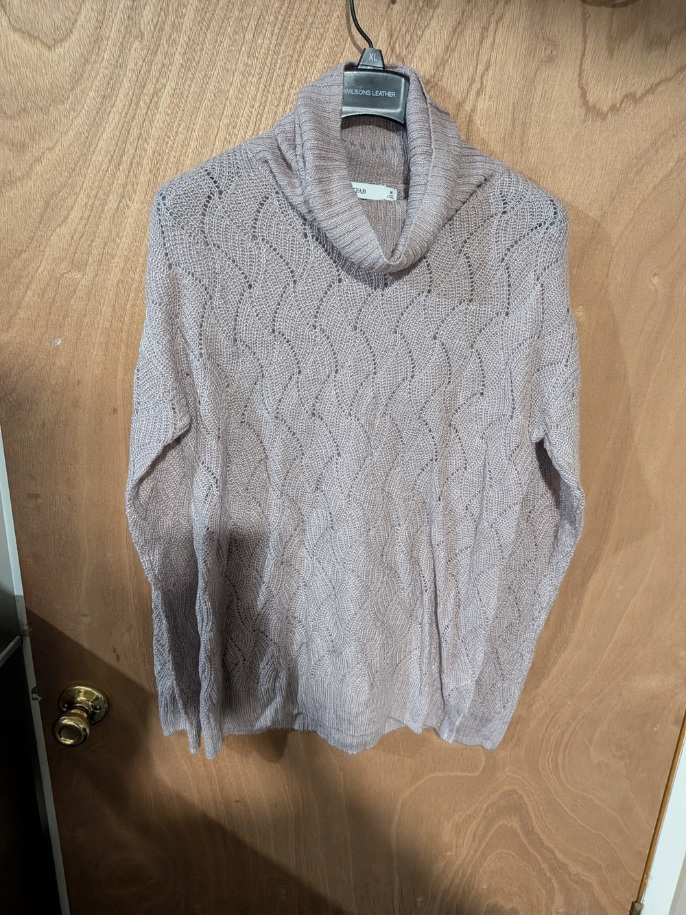 JustFab Taupe Cable Knit Cowl Neck Sweater
